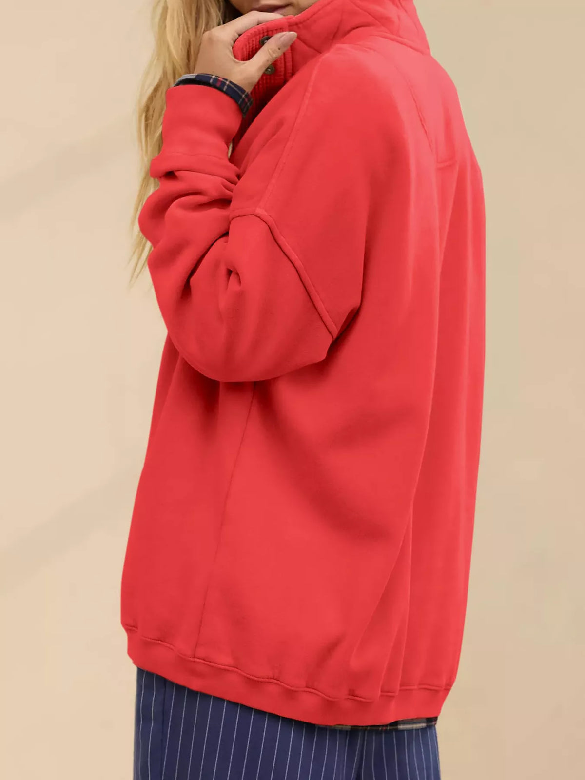 Half Snap Dropped Shoulder Sweatshirt (17)