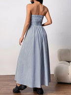 Striped Strapless Casual Maxi Dress (6)