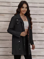 Drawstring Snap-down Trench Coat (3)