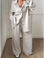 Button-down Shirt Wide-leg Pants Set