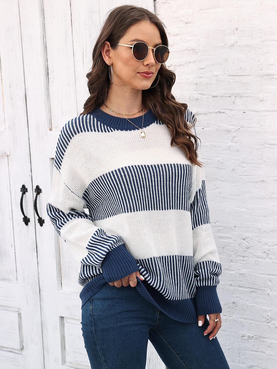 Full Size Round Neck Drop Shoulder Sweater (3)