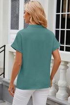 Notched Short Sleeve Blouse (16)