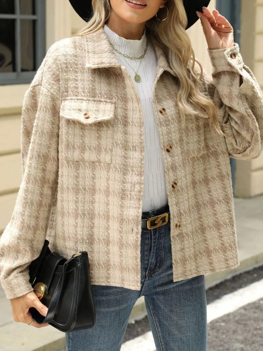Plaid Button Up Long Sleeve Jacket (24)