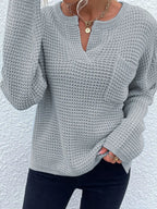 Notched Long Sleeve Sweater (11)