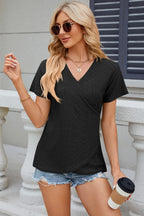 Eyelet Surplice Short Sleeve T-shirt (19)