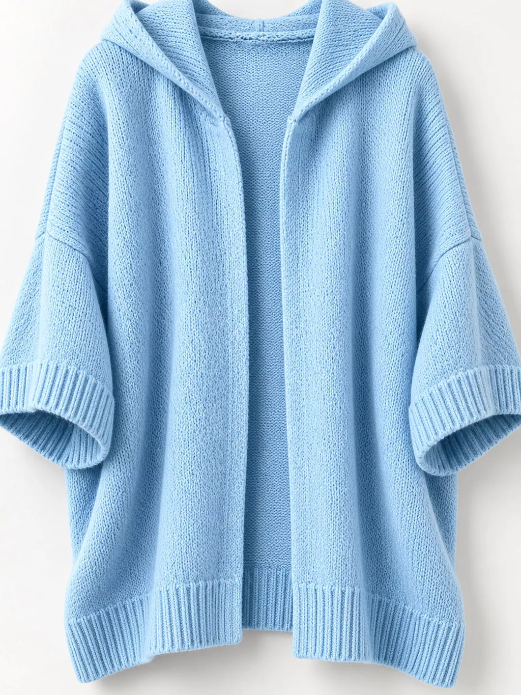 Full Size Hooded Open-front Knit Cardigan Plus (10)
