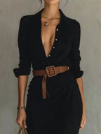 Button Front Long-sleeve Shirt Maxi Dress (8)