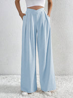 V-waisted Ruched Front Wide Leg Pants (19)