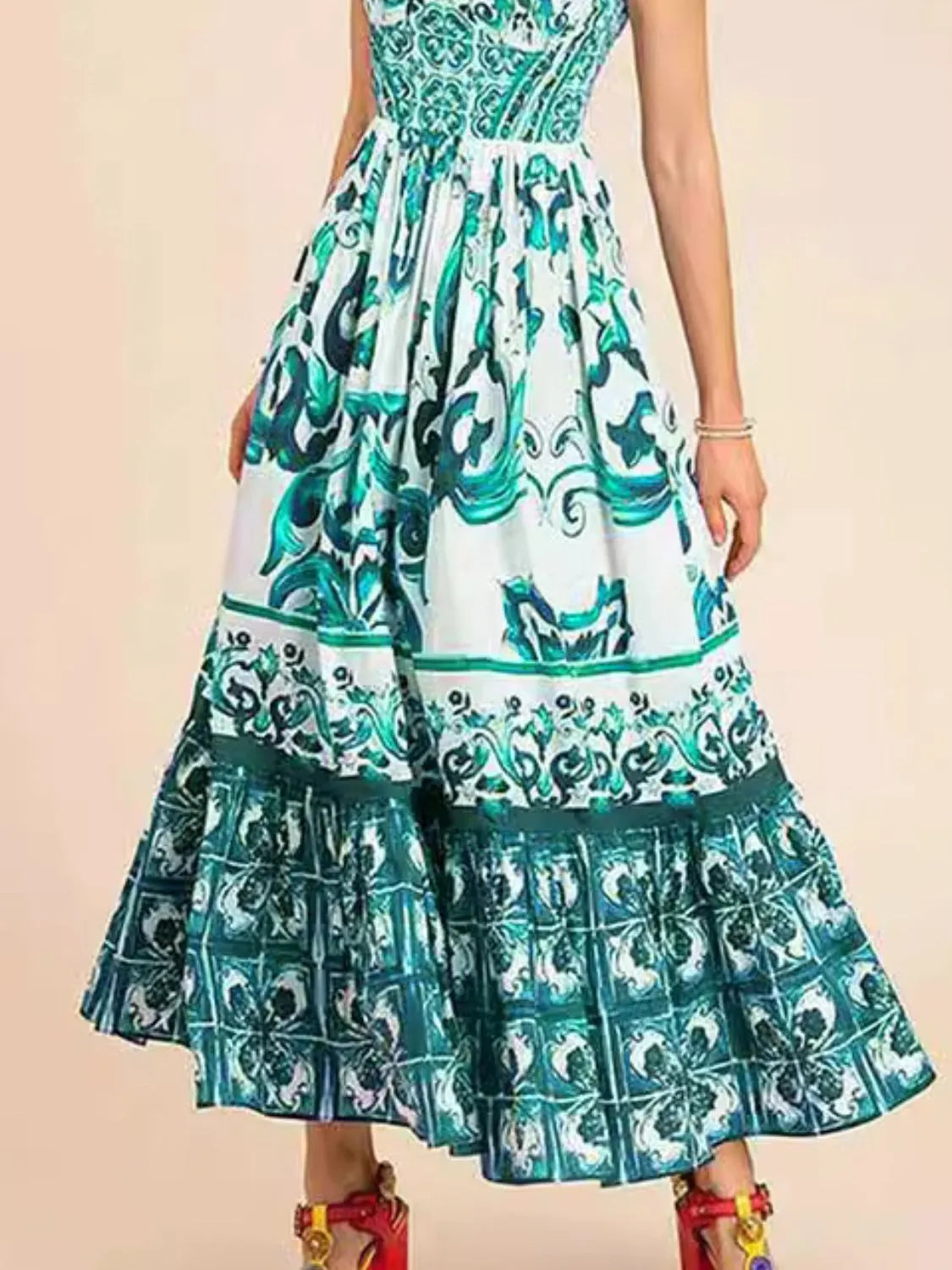 Smocked Printed Wide Strap Dress (16)