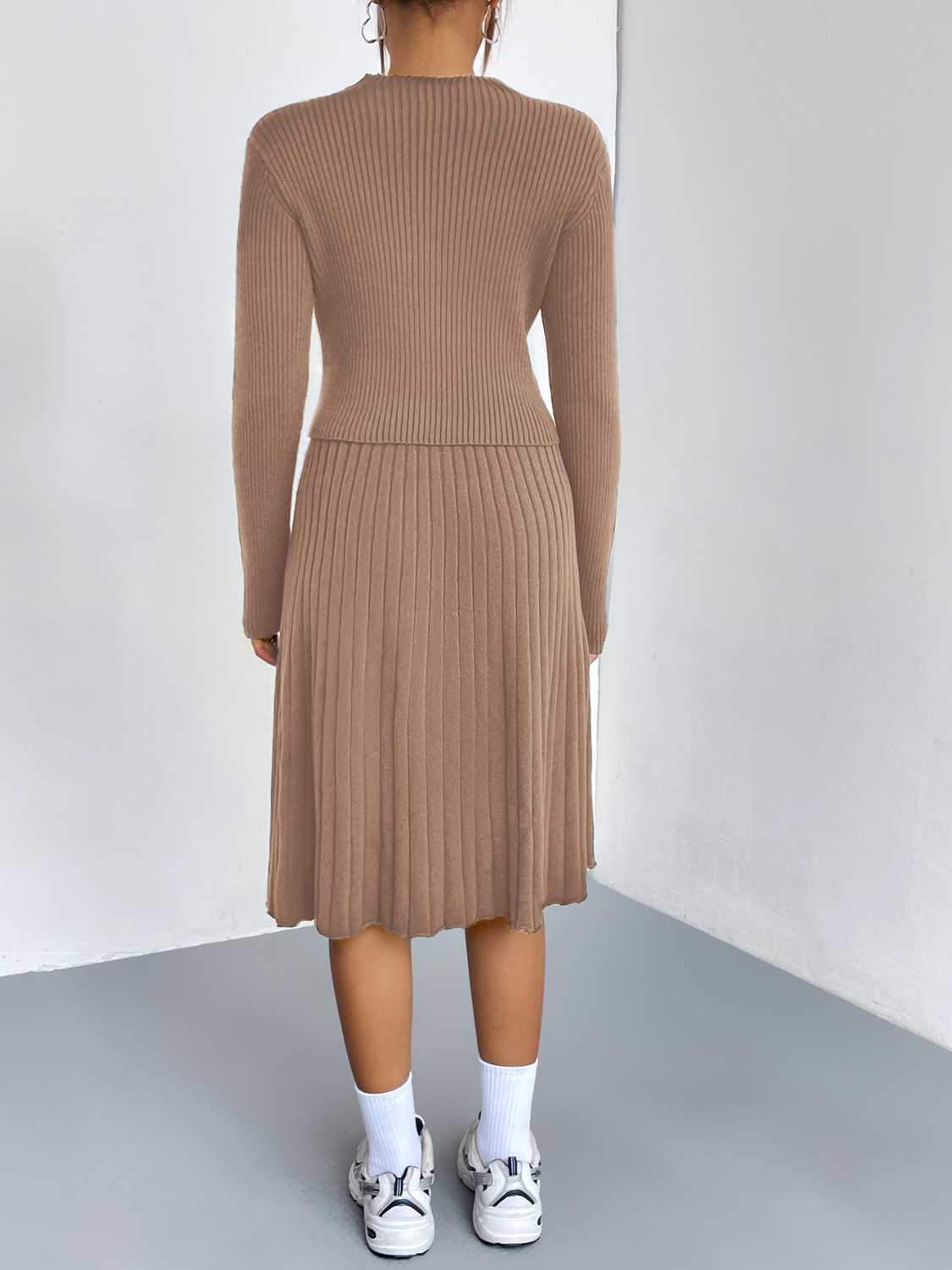 Rib-knit Sweater Skirt Set (13)