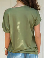 Asymmetrical Neck Short Sleeve T-shirt (2)