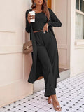 Round Neck Tank Cardigan Pants Set