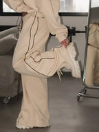 Cropped Zip-up Hoodie Wide-leg Sweatpants Lounge Set (17)