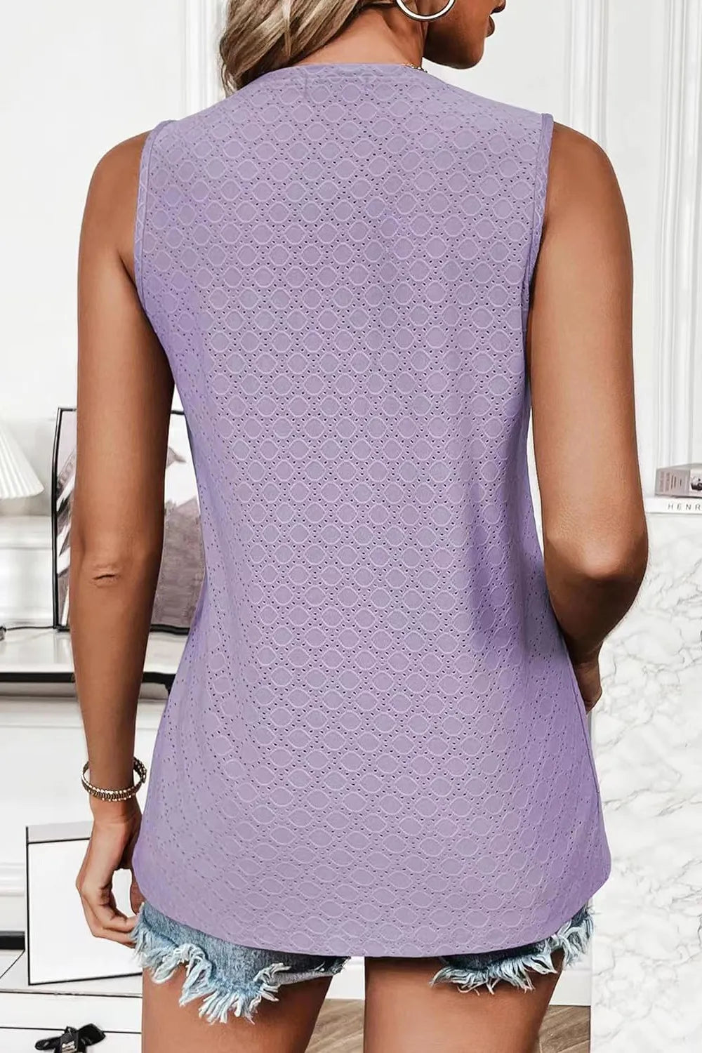 Eyelet Round Neck Tank (6)