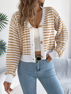 Striped Button-up Cropped Cardigan (17)
