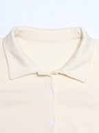Collared Neck Long Sleeve Top Drawstring Pants Set (13)