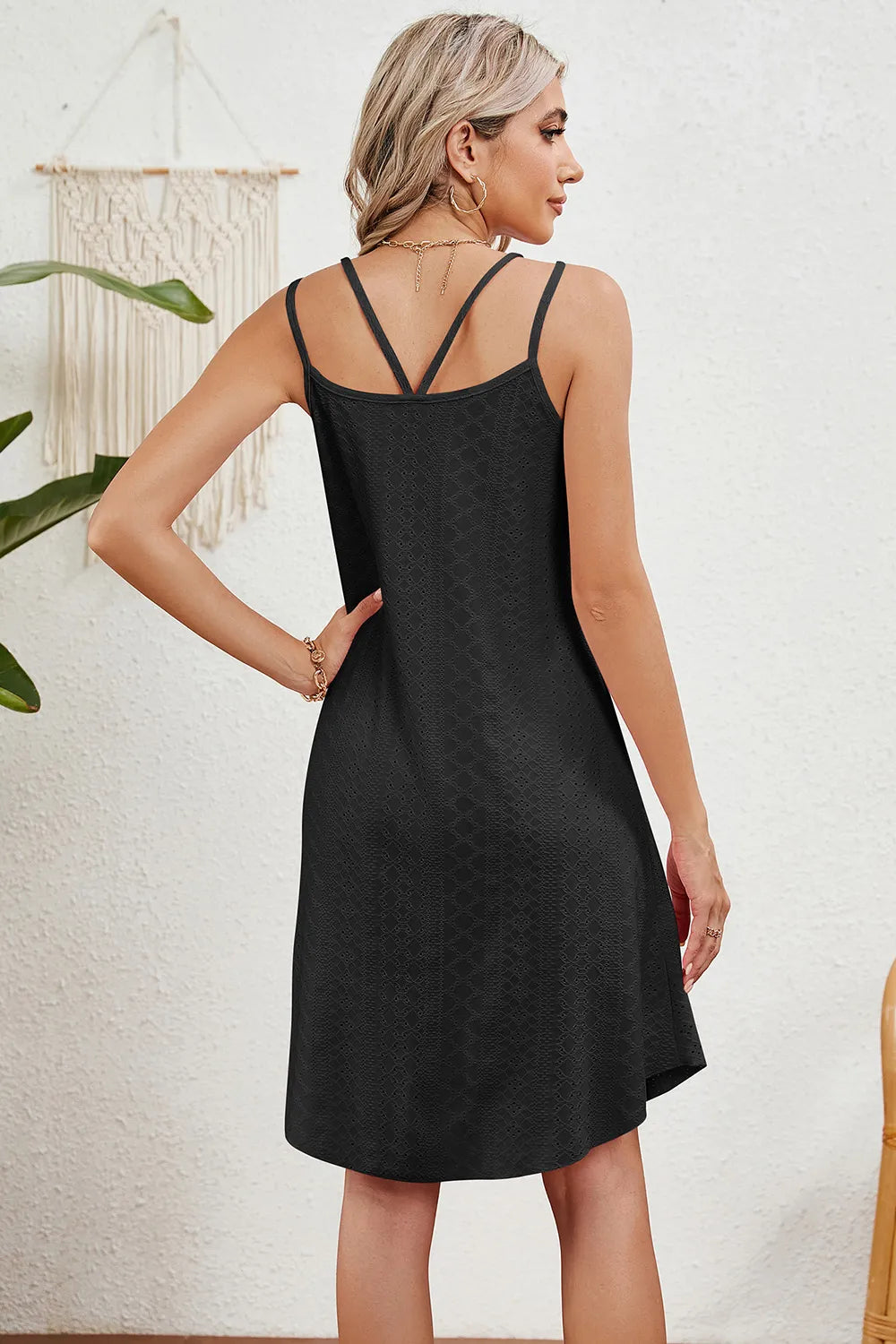 Eyelet Scoop Neck Double Strap Dress (2)