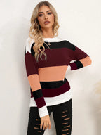 Striped Round Neck Dropped Shoulder Sweater (23)