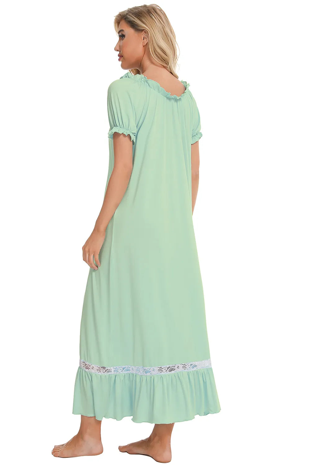 Lace Detail Short Sleeve Lounge Dress (26)