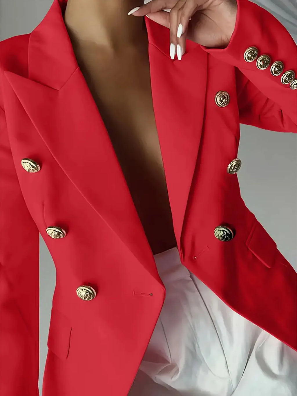 Decor Button Lapel Collar Blazer (18)