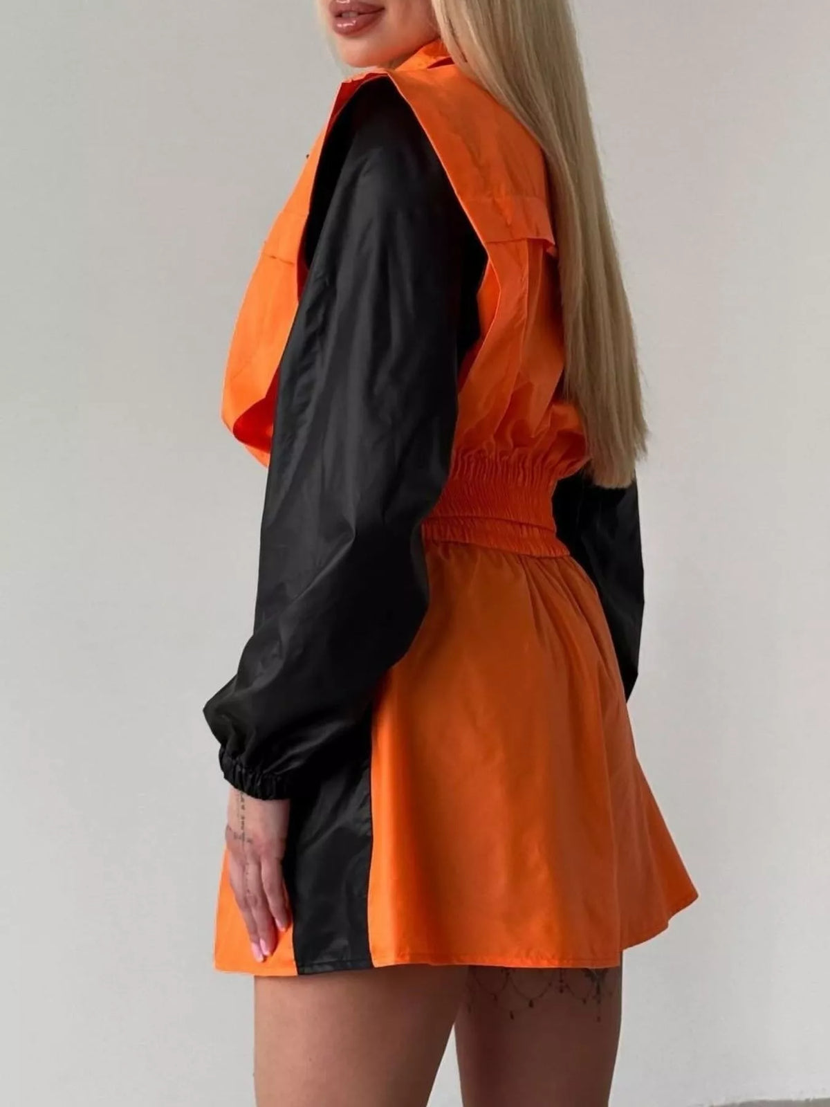 Color-block Cropped Jacket Skort Set (14)