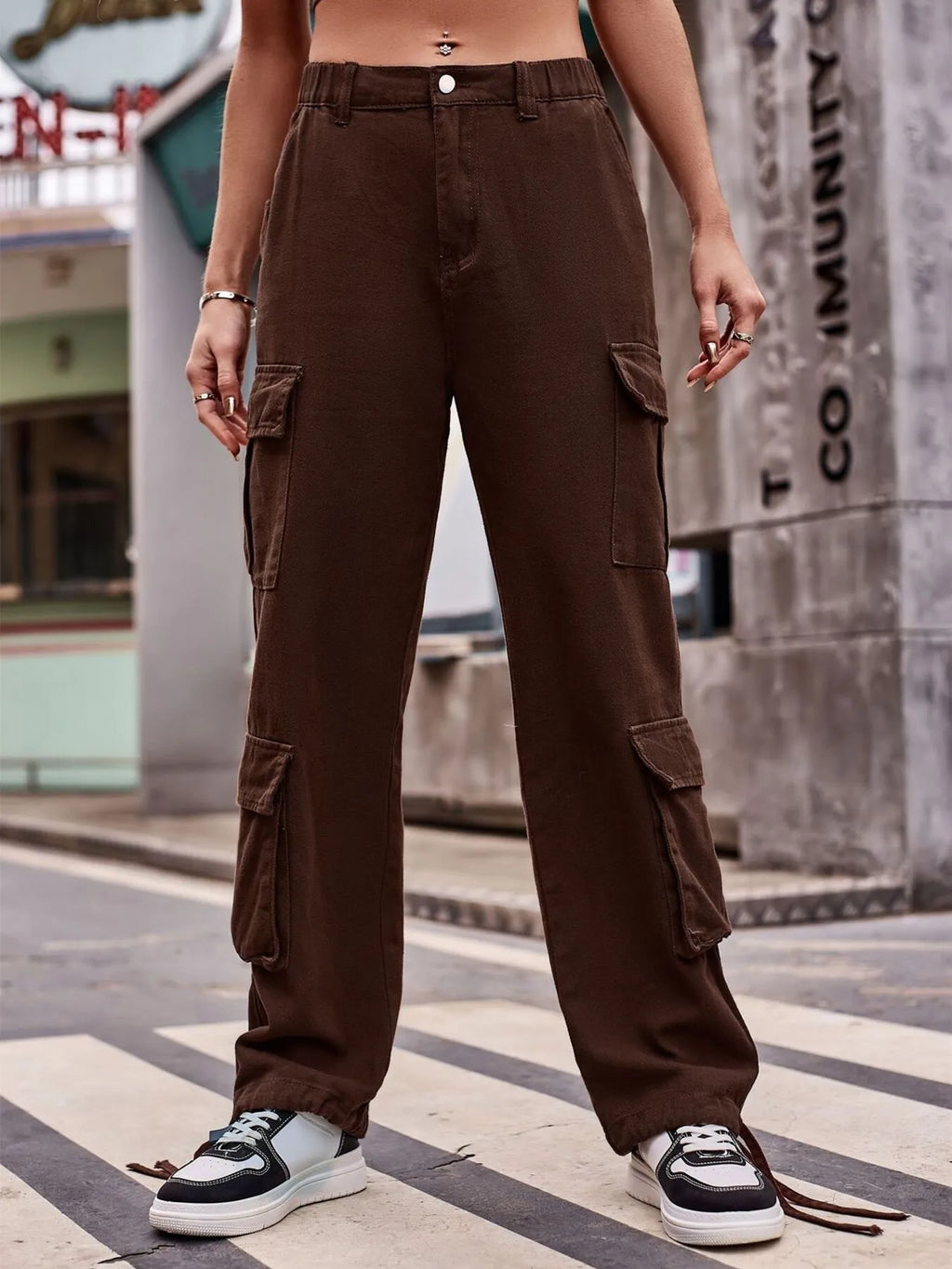 Casual Wide Leg Cargo Jeans (9)