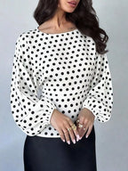 Polka Dot Round Neck Blouse (2)