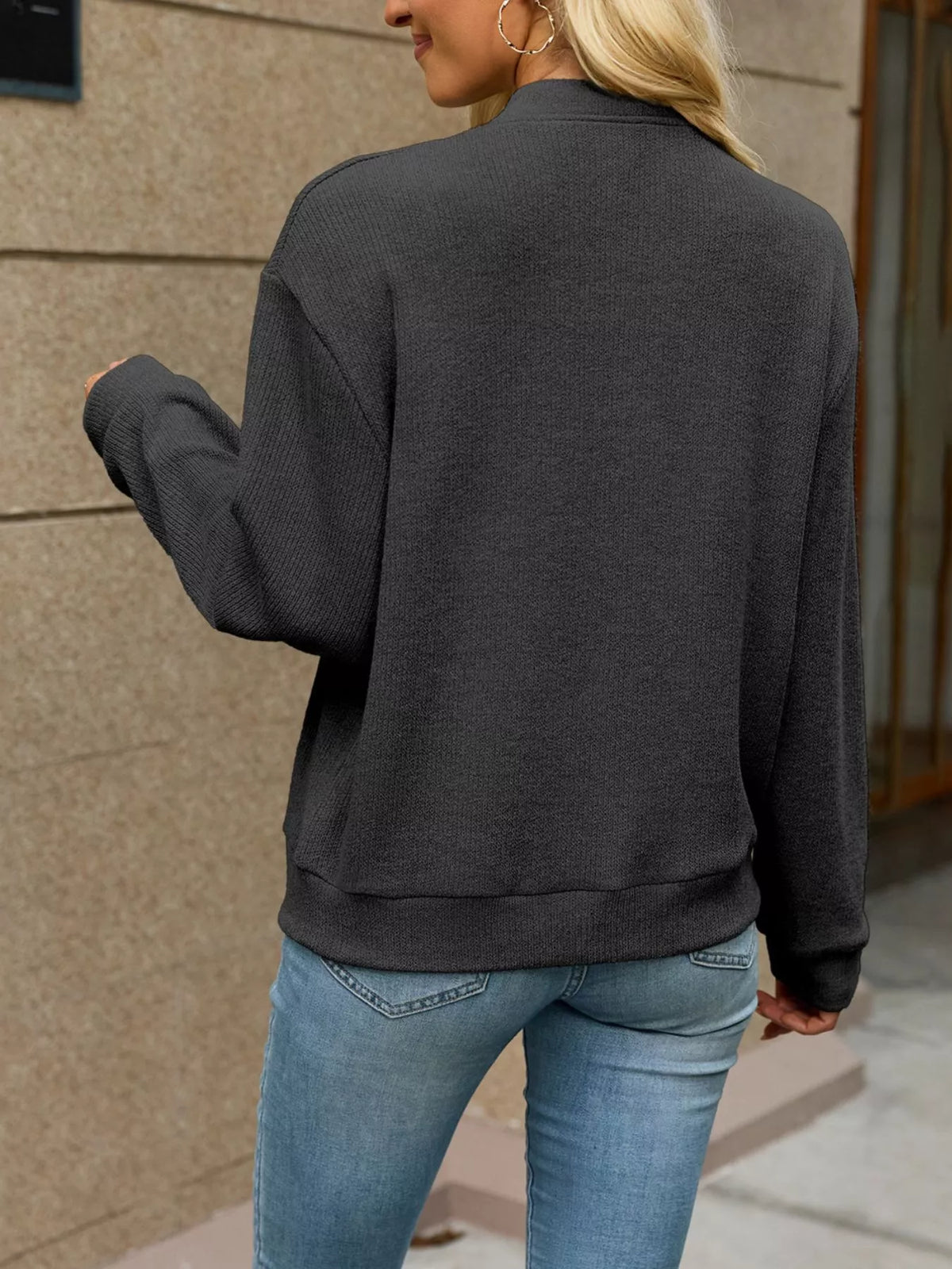 Zip-up Dropped Shoulder Top (15)