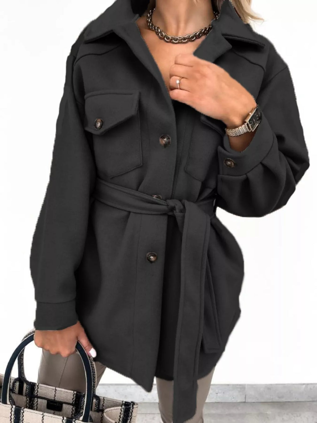 Button-down Tie Waist Coat (15)