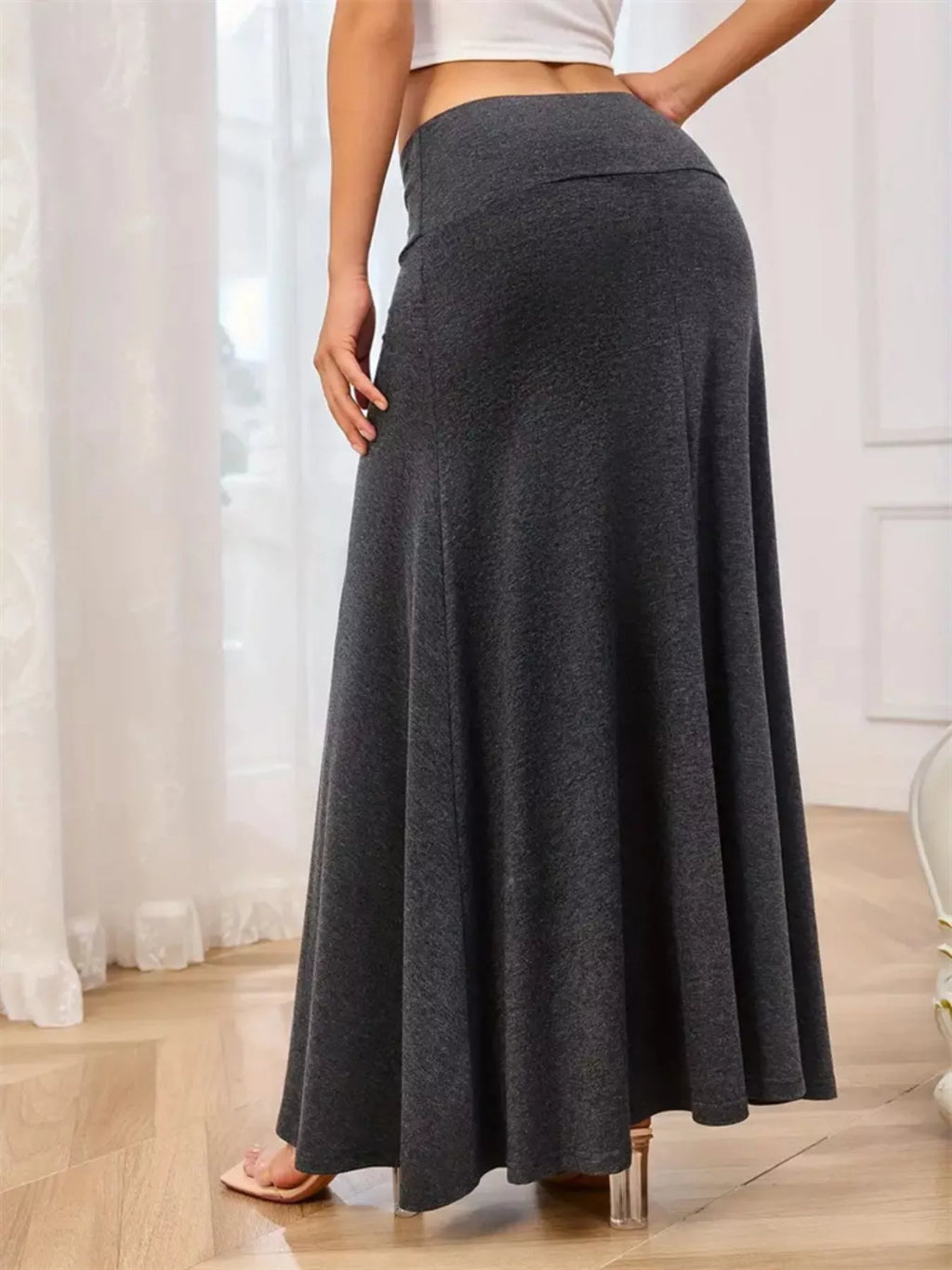 Flowy Maxi Skirt Wide Waistband (3)