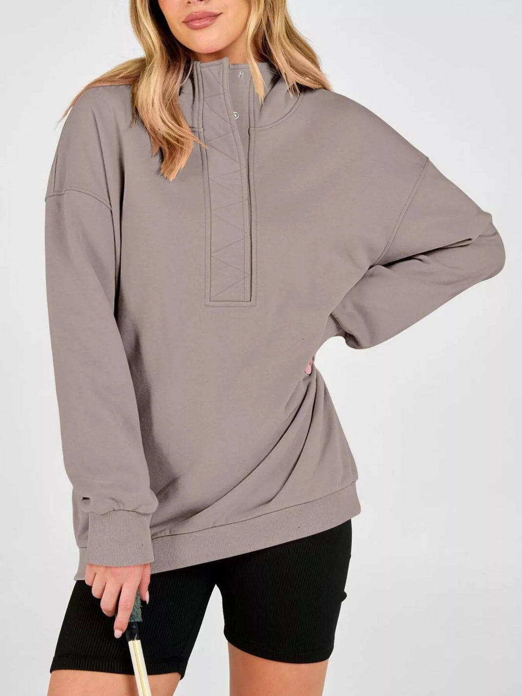 Half Snap Dropped Shoulder Hoodie (9)