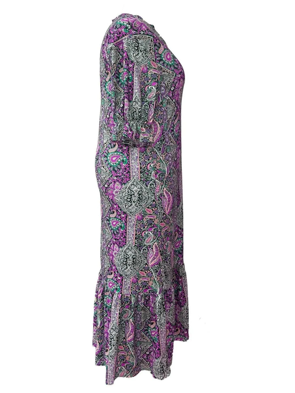 Full Size Bohemian Paisley Print Ruffle Hem Midi Dress Plus (9)