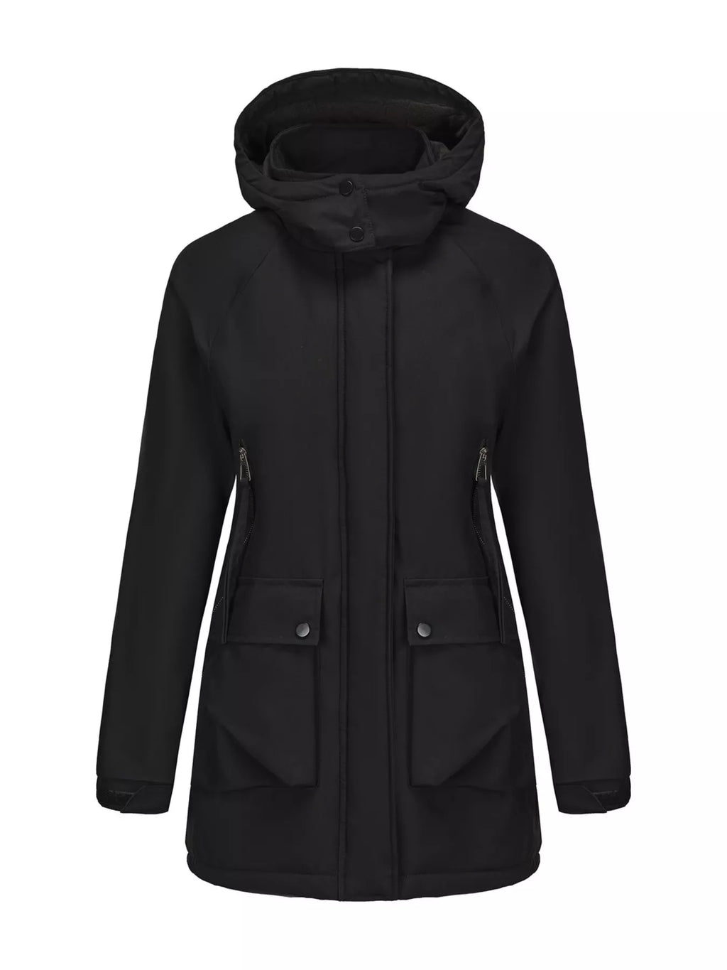 Full Size Zip Up Hooded Parka Outerwear Plus (16)