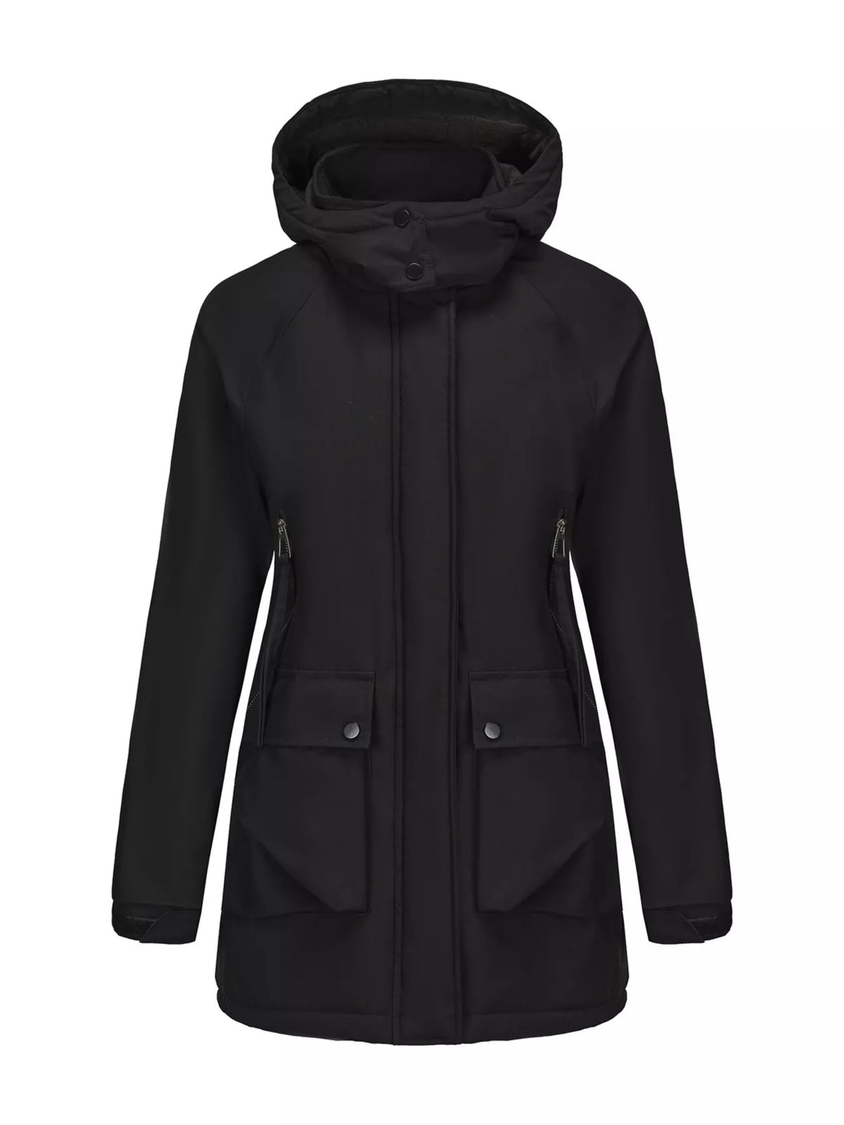 Full Size Zip Up Hooded Parka Outerwear Plus (16)