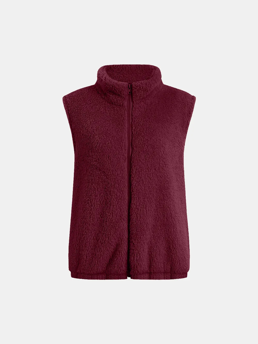 Full Size Fuzzy Zip Up Vest Coat Pockets (11)