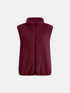 Full Size Fuzzy Zip Up Vest Coat Pockets (11)