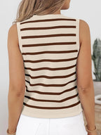 Striped V-neck Knit Vest (15)