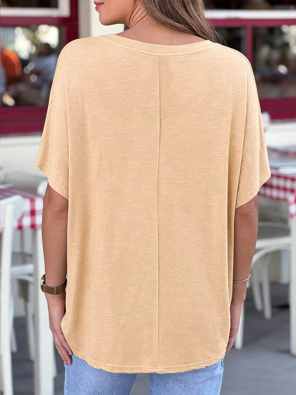 Casual V-neck Relaxed Fit T-shirt (3)