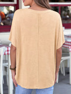 Casual V-neck Relaxed Fit T-shirt (3)