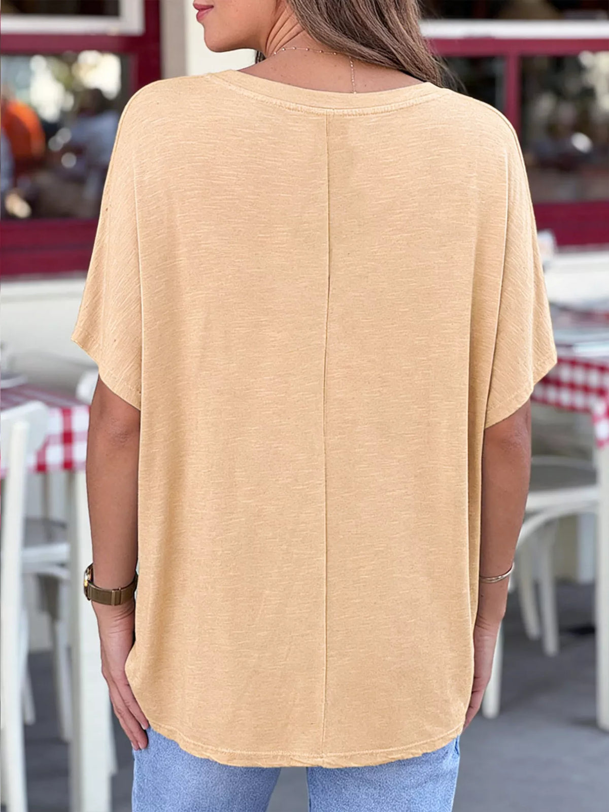 Casual V-neck Relaxed Fit T-shirt (3)