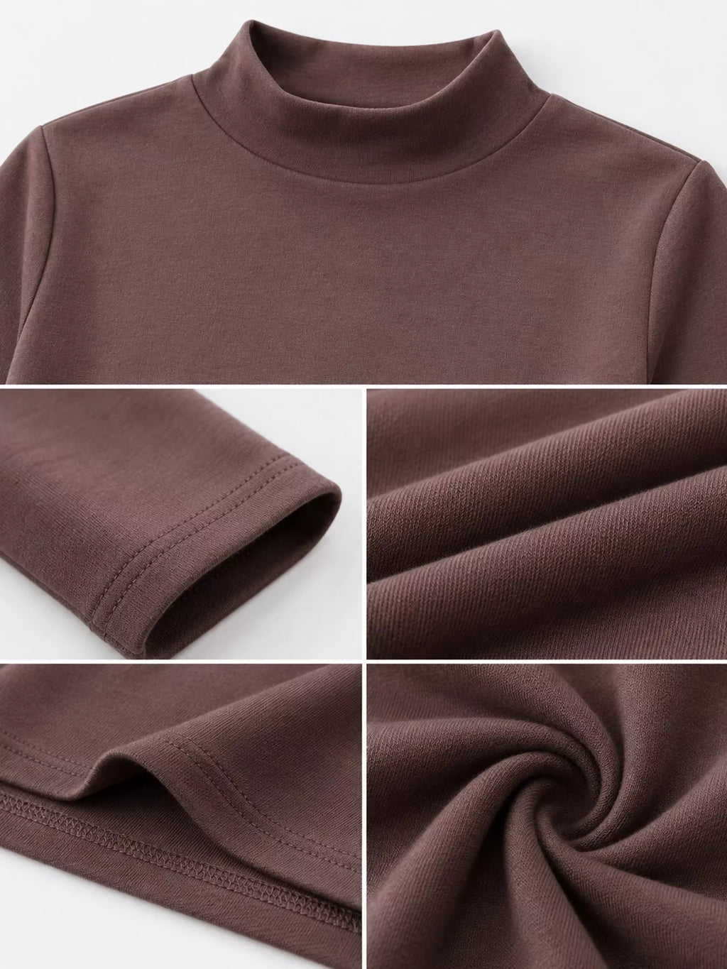 Full Size Slim-fit Mock Neck Long Sleeve Basic T-shirt Plus (29)