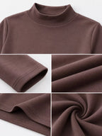Full Size Slim-fit Mock Neck Long Sleeve Basic T-shirt Plus (29)