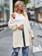 Long Sleeve Waffle-knit Cardigan