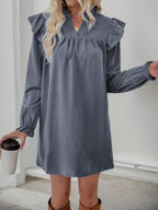 Ruffled Notched Long Sleeve Dress (22)