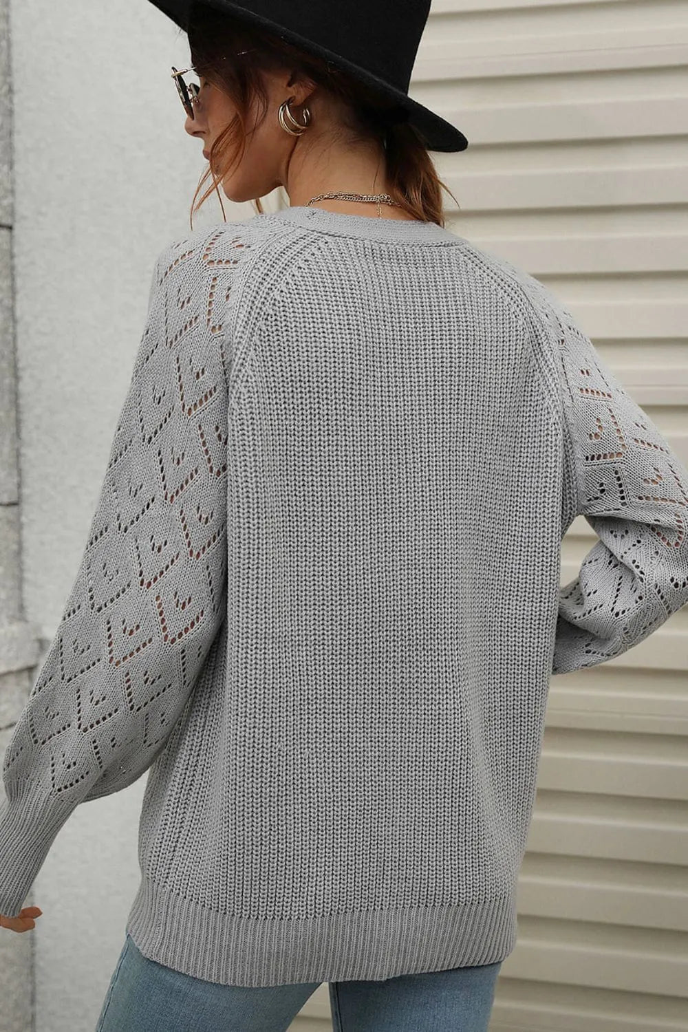Rib-knit Plunge Raglan Sleeve Cardigan (19)