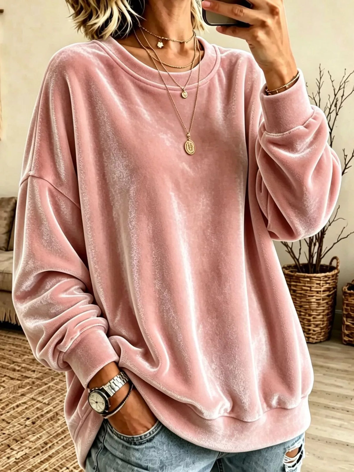 Full Size Crew Neck Drop Shoulder Sweatshirt Plus (31)