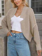 Openwork Open Front Long Sleeve Cardigan (3)