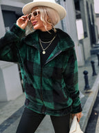 Plaid Zip-up Collared Jacket (4)