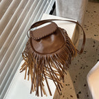 Trend Retro Tassel Shoulder Cross Body Bucket Bag photo 5