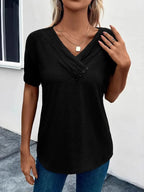 Short Sleeve V-neck Ruched T-shirt (3)